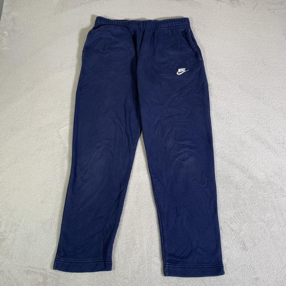 Nike Sweatpants Mens Medium Blue Fleece Elastic Waist Pockets Swoosh Lounge